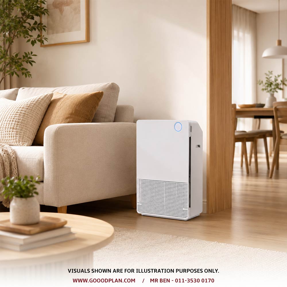 CUCKOO L Model air purifier for a family living room in Malaysia